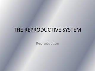 THE REPRODUCTIVE SYSTEM

       Reproduction
 