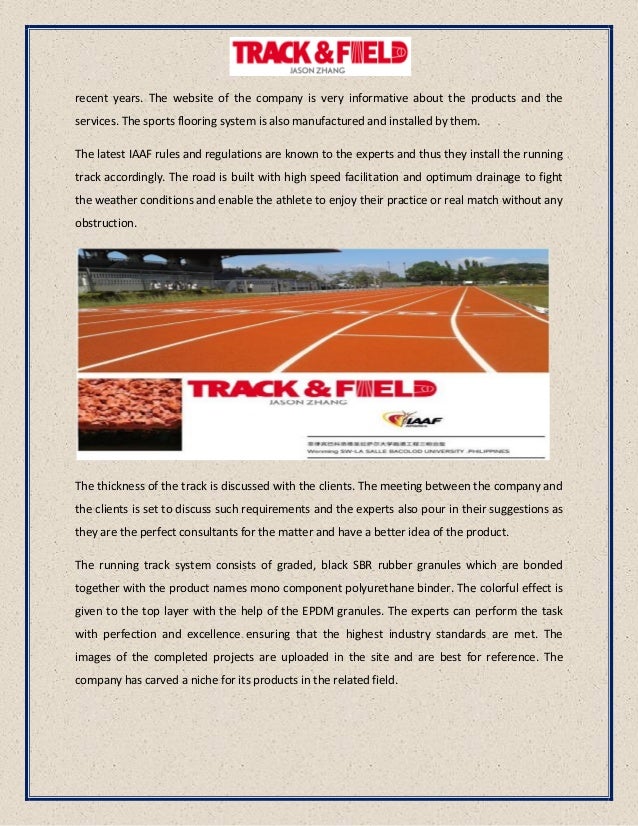The Requirements for IAAF Certificated STF Sandwich Running Track System