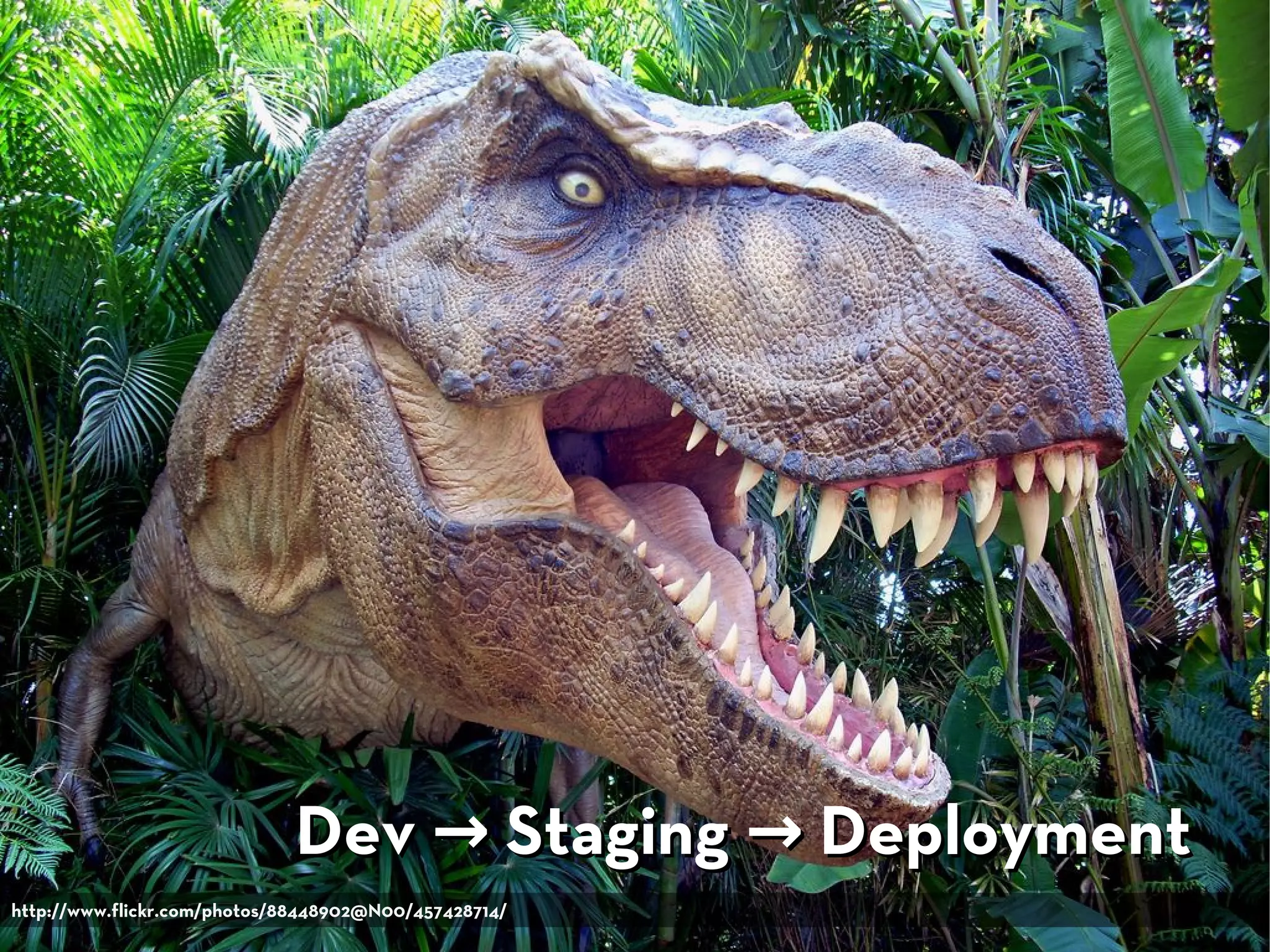 Dev → Staging → Deployment
http://www.flickr.com/photos/88448902@N00/457428714/