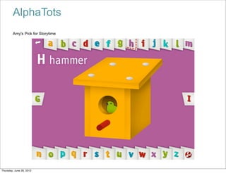 AlphaTots
        Amy's Pick for Storytime




Thursday, June 28, 2012
 