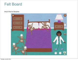 Felt Board
        Amy's Pick for Storytime




Thursday, June 28, 2012
 