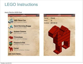 LEGO Instructions
        Amy's Pick for LEGO Club




Thursday, June 28, 2012
 