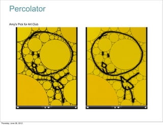 Percolator
        Amy's Pick for Art Club




Thursday, June 28, 2012
 