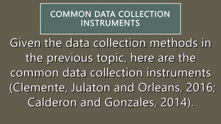 COMMON DATA COLLECTION
INSTRUMENTS
 