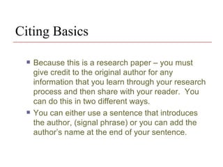 citing a research paper