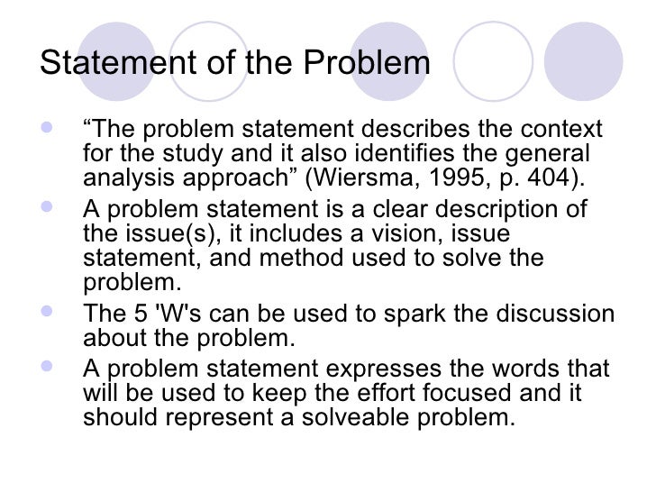 Statement of the problem dissertation