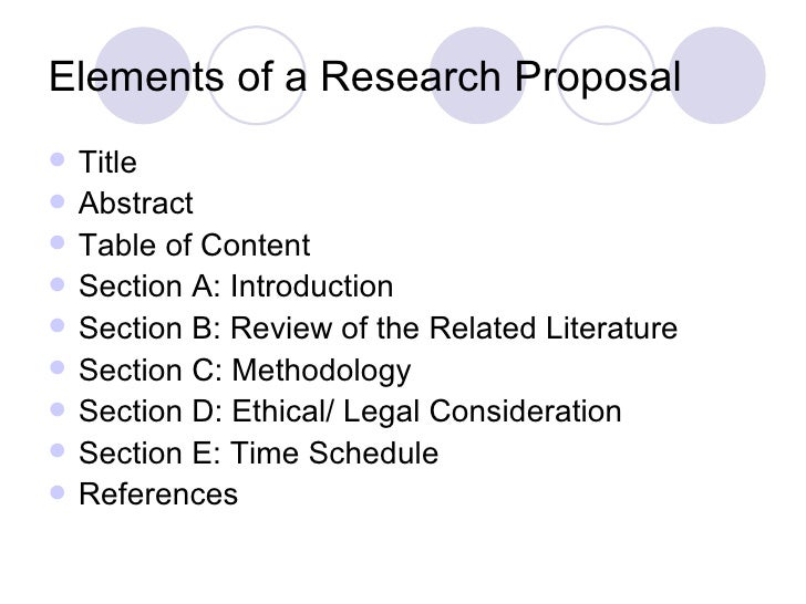 Component of a research proposal