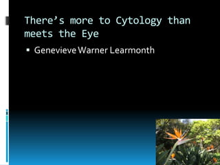 There’s more to Cytology than
meets the Eye
 Genevieve Warner Learmonth
 