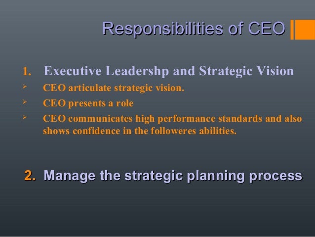 The responsibilities of a managing director (CEO)