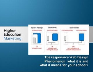 The Responsive Web Design Phenomenon:
What it is and what it means for higher ed

The responsive Web Design
Phenomenon: what it is and
what it means for your school?
Slide 1

 