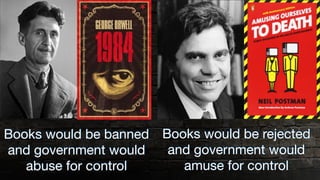 Books would be banned
and government would
abuse for control
Books would be rejected
and government would
amuse for control
 