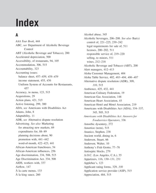 The restaurant  from concept to operation 6th - walker