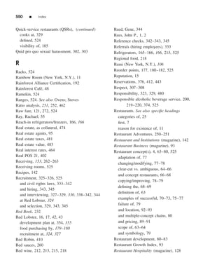 The restaurant  from concept to operation 6th - walker