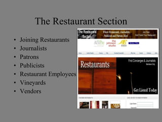 The Restaurant Section ,[object Object],[object Object],[object Object],[object Object],[object Object],[object Object],[object Object]