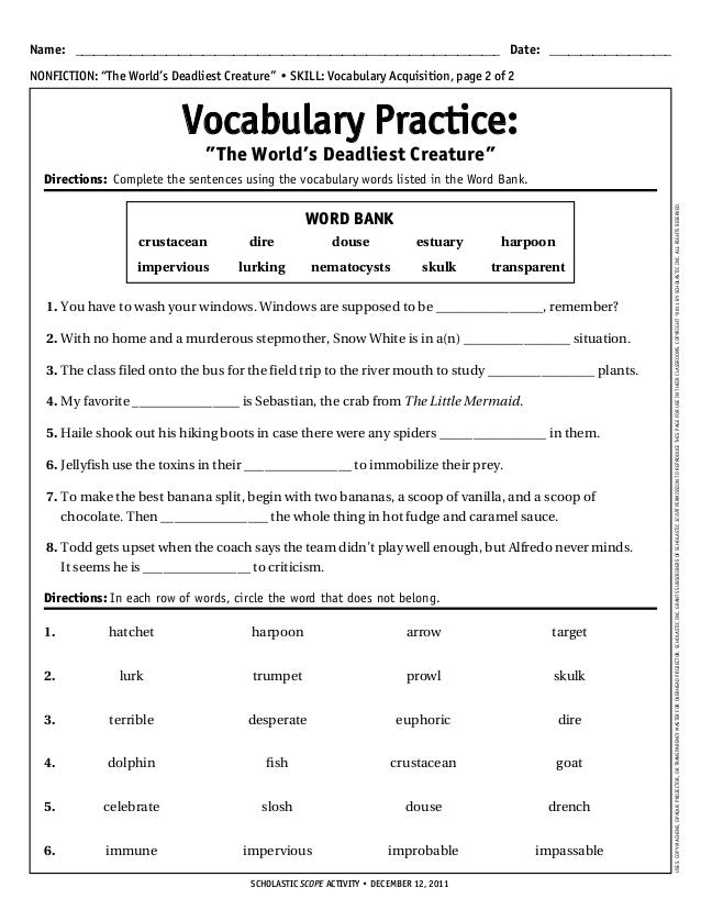 Worksheets Vocabulary Practice Worksheets the most dangerous game vocabulary worksheet karibunicollies rringband