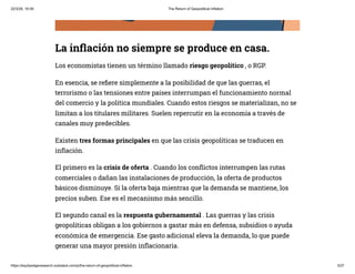 El regreso de la inflación geopolítica y su impacto en la economía ...