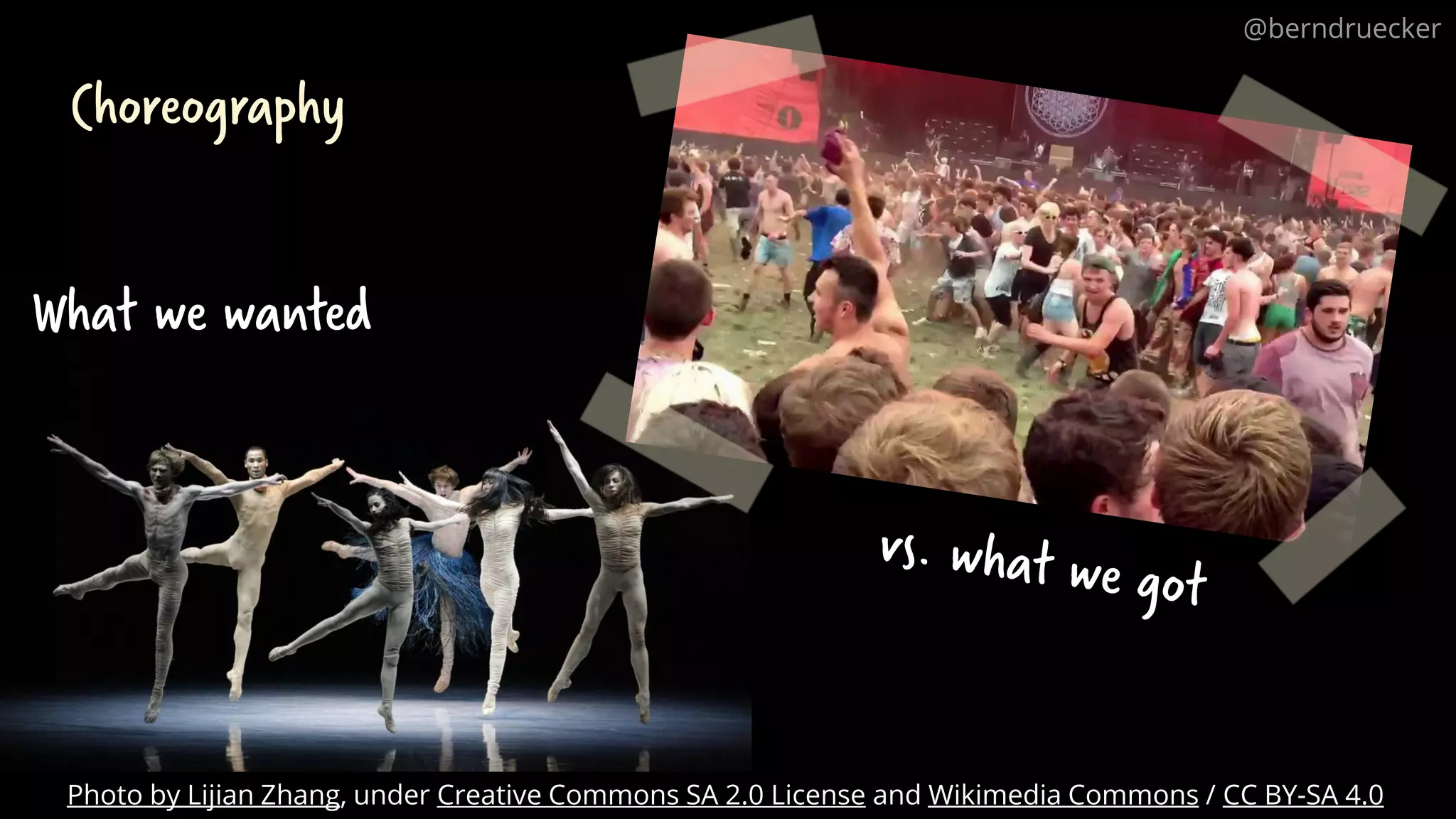 What we wanted
Photo by Lijian Zhang, under Creative Commons SA 2.0 License and Wikimedia Commons / CC BY-SA 4.0
@berndruecker
Choreography
 