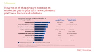 New types of shopping are booming as
marketers get to grips with new commerce
platforms, tactics and initiatives
3. Commer...