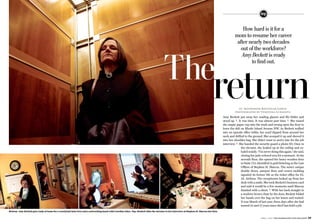 by Katherine Reynolds Lewis
photographs by Veronika Lukasova
April 4, 2010 | The Washington Post Magazine 19
How hard is it for a
mom to resume her career
after nearly two decades
out of the workforce?
Amy Beckett is ready
to find out.
Amy Beckett put away her reading glasses and file folder and
stood up. ¶ It was time. It was almost past time. ¶ She tossed
the empty paper cup into the trash and swung open the door to
leave the deli on Rhode Island Avenue NW. As Beckett walked
into an upscale office lobby, her scarf slipped from around her
neck and drifted to the ground. She scooped it up and shoved it
into her shoulder bag. She didn’t want to arrive late for the job
interview. ¶ She handed the security guard a photo ID. Once in
the elevator, she looked up at the ceiling and ex-
haled noisily. “I’m never doing this again,” she said,
closing her jade-colored eyes for a moment. At the
seventh floor, she opened the heavy wooden door
to Suite 713, identified in gold lettering as the Law
Offices of Stephen H. Marcus. The suite’s unique
double doors, parquet floor and crown molding
signaled its former life as the ticket office for EL
AL Airlines. The receptionist looked up from her
desk with a smile. She took Beckett’s business card
and said it would be a few moments until Marcus
finished with a client. ¶ With her back straight in
a modern brown chair by the door, Beckett folded
her hands over the bag on her knees and waited.
It was March of last year, three days after she had
turned 52 and 17 years since she’d last held a job.
The
return
Bottom: Amy Beckett gets ready at home for a crucial job interview and a networking lunch with Caroline Isber. Top: Beckett rides the elevator to her interview at Stephen H. Marcus law firm.
 