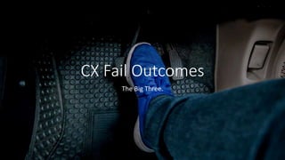 CX Fail Outcomes
The Big Three.
 