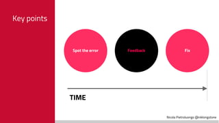 Nicola Pietroluongo @niklongstone
FeedbackSpot the error Fix
TIME
Key points
 