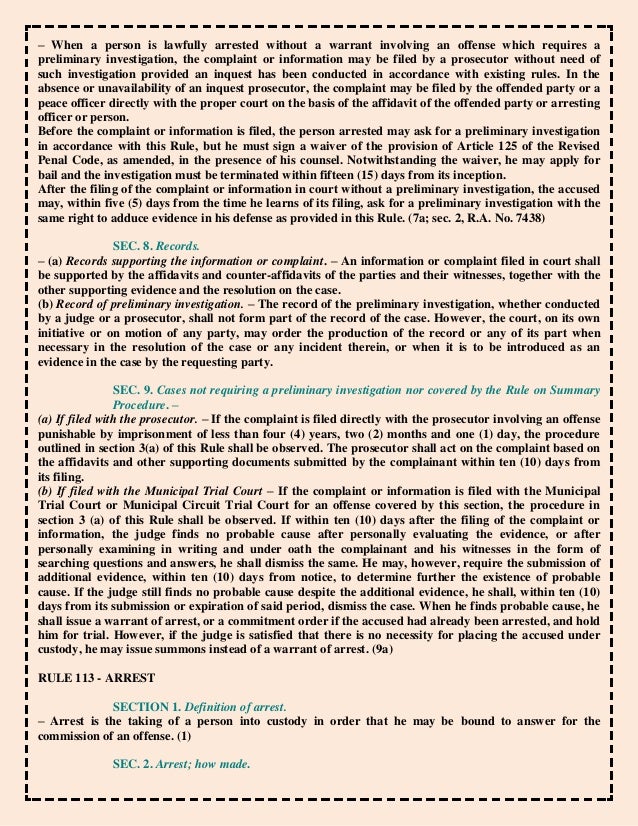 The revised rules of criminal procedure