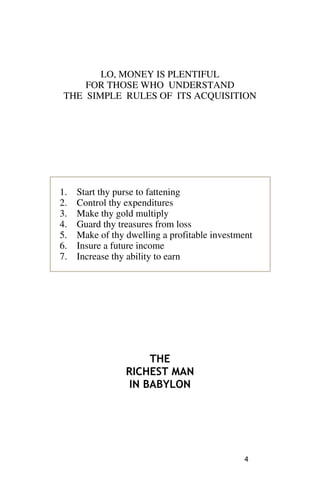 The Richest Man in Babylon - What You Will Learn