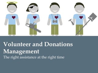 Volunteer and Donations
Management
The right assistance at the right time
 
