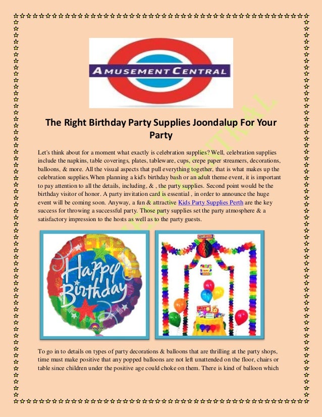 The right birthday party supplies joondalup for your party