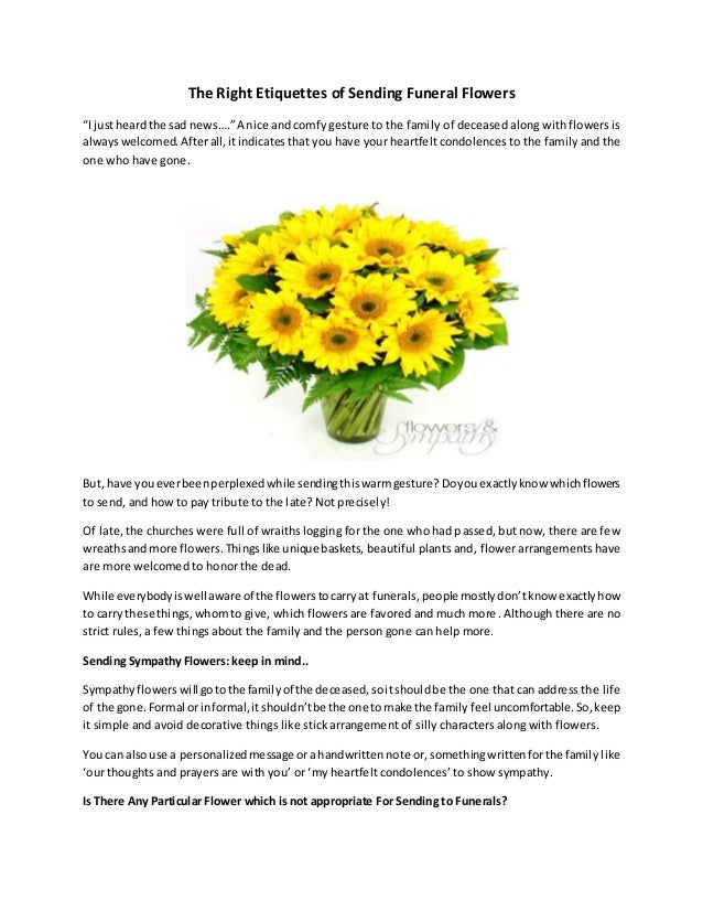 The Right Etiquettes Of Sending Funeral Flowers