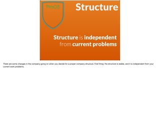 Structure
Structure is independent
from current problems
There are some changes in the company going on when you decide fo...