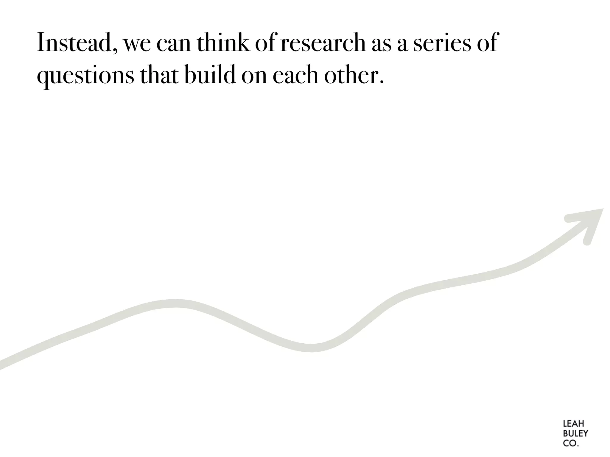 Instead, we can think of research as a series of
questions that build on each other.
 