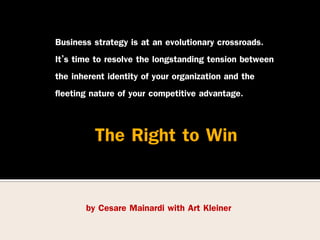 by Cesare Mainardi with Art Kleiner
Business strategy is at an evolutionary crossroads.
It’s time to resolve the longstand...