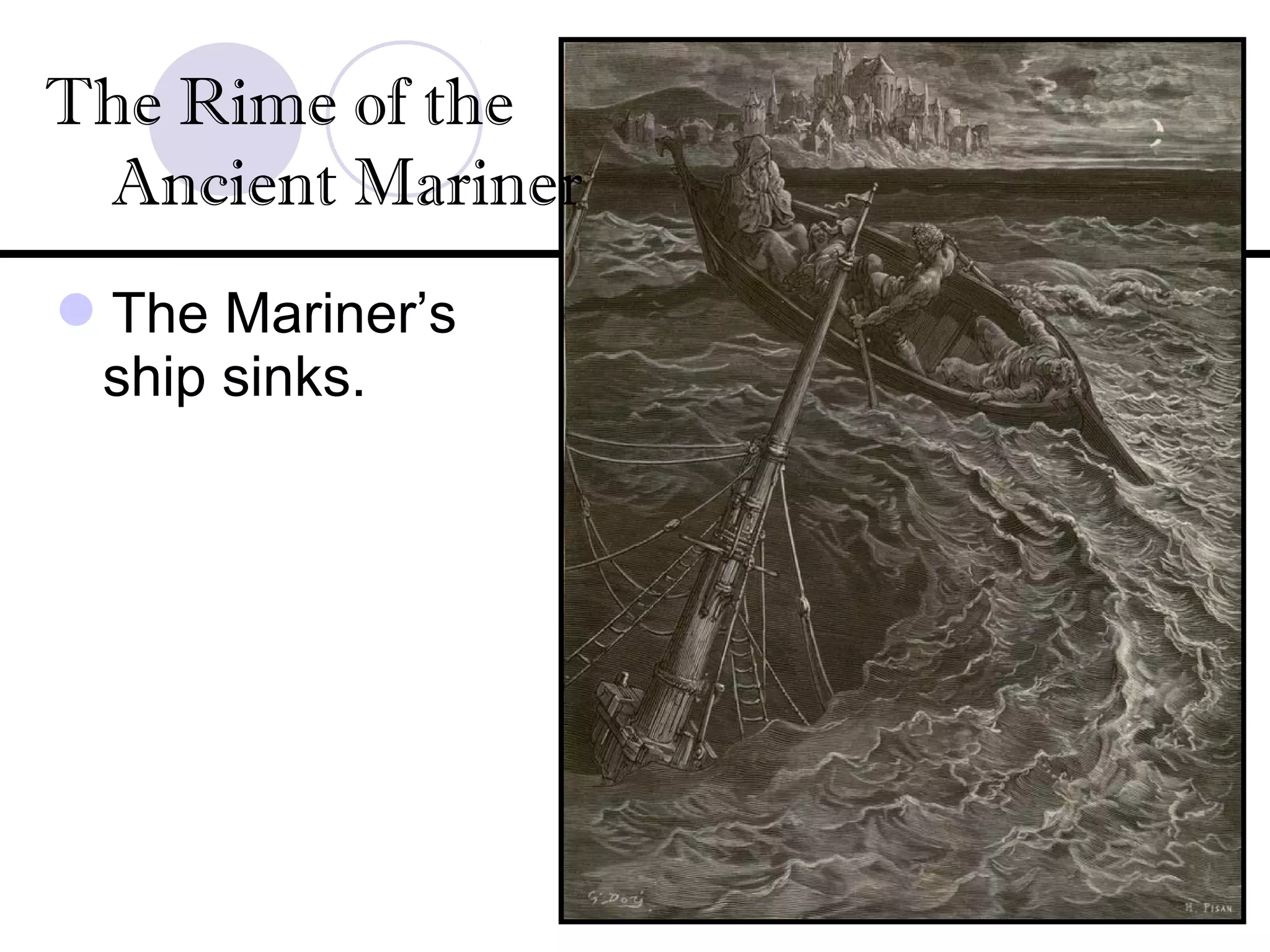 The Mariner’s
ship sinks.
The Rime of the
Ancient Mariner
 