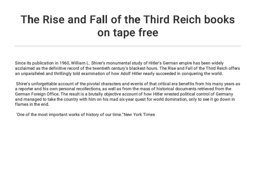 The Rise and Fall of the Third Reich books on tape free
