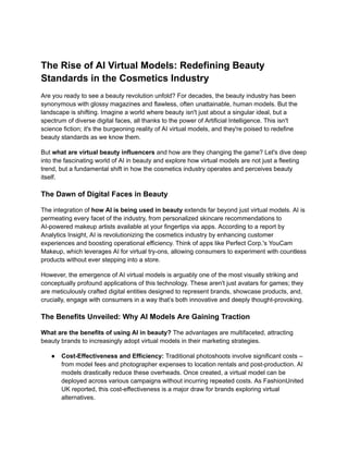The Rise of AI Virtual Models_ Redefining Beauty Standards in the ...