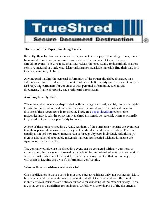 The Rise of Free Paper Shredding Events