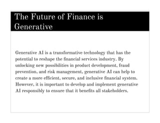 The Rise of Generative AI in Finance: Reshaping the Industry with ...