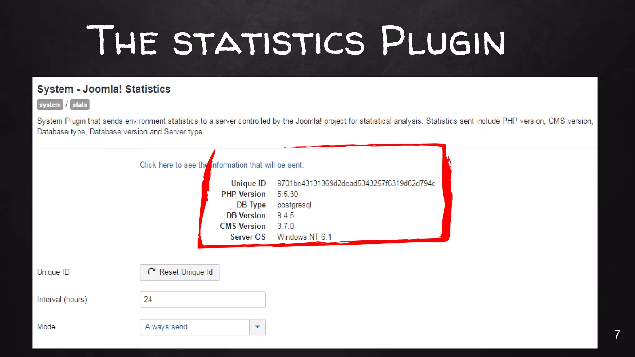 The statistics Plugin
7
 