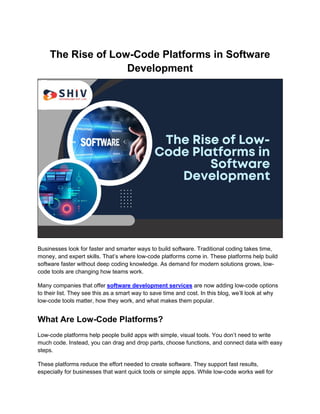 Detailed Guide to Low-Code Platforms in Software Development | PDF