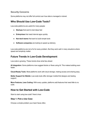 Detailed Guide to Low-Code Platforms in Software Development | PDF