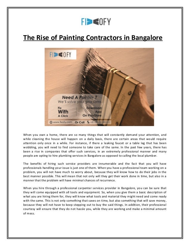 The Rise of Painting Contractors in Bangalore