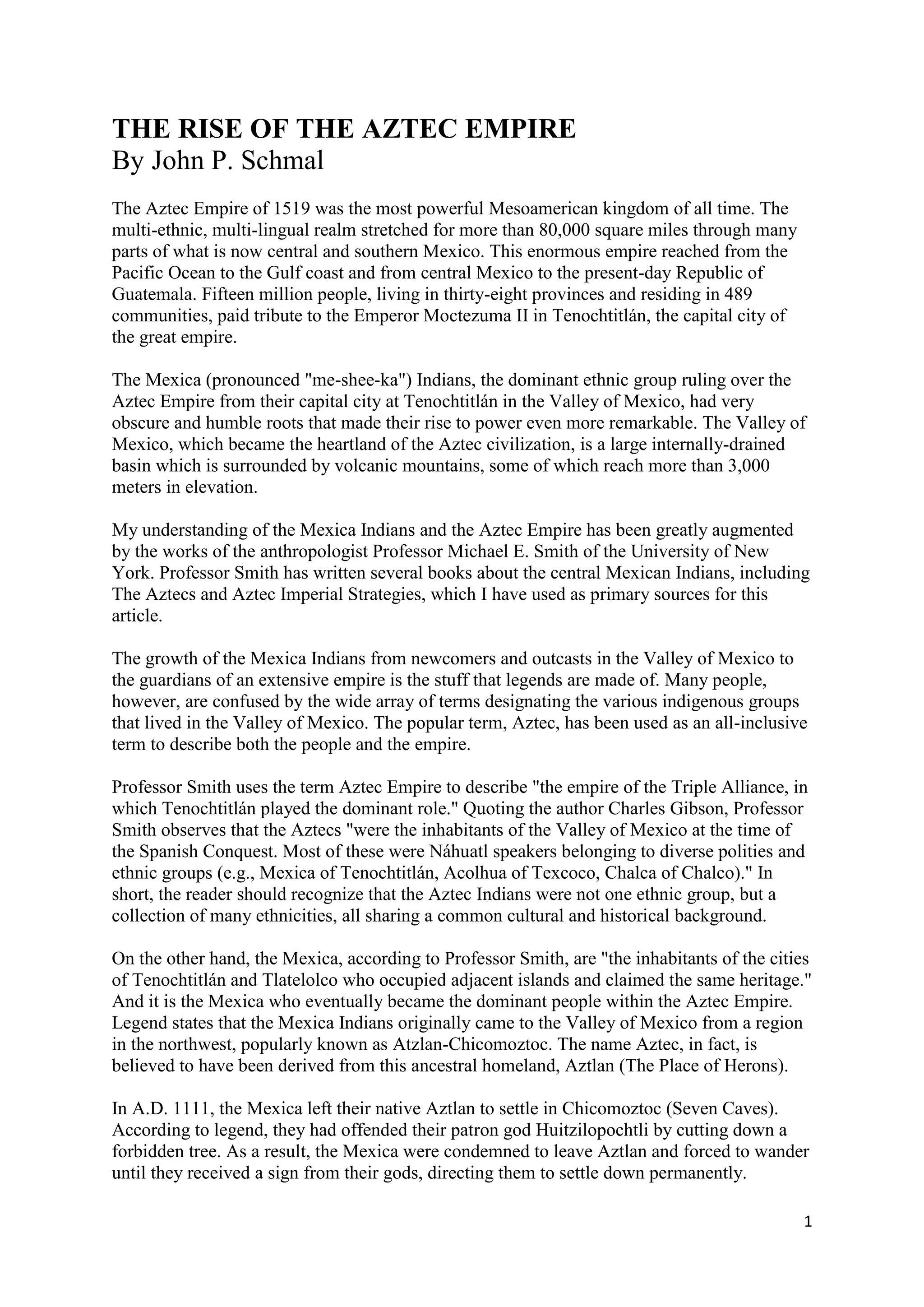 The rise of the aztec empire | PDF