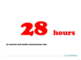 28
of content and media consumed per day
                                        hours


                                                7
 
