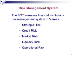 Bot Risk Transfer Framework The Risk Management of Commercial Banks Thailand’s Experience.ppt