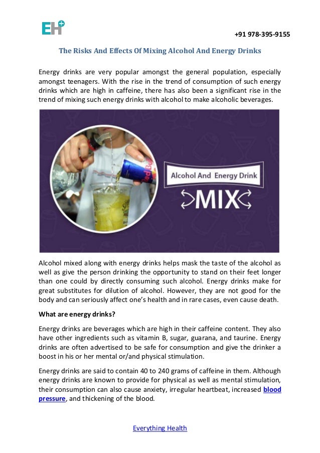 The risks and effects of mixing alcohol and energy drinks