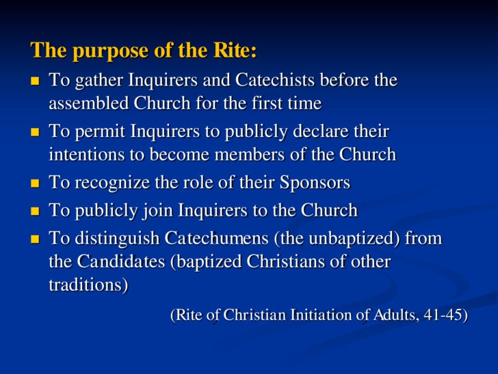 The Rite Of Acceptance And The Catechumenate