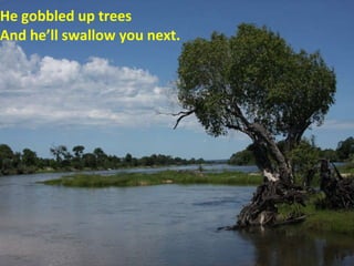 He gobbled up trees And he’ll swallow you next. 