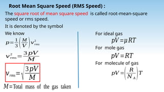 Units Speed Rms thermal.pptx kinetic theory of gases ppt | PPTX