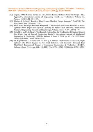 THERMAL AND STRUCTURAL ANALYSIS OF AN EXHAUST MANIFOLD OF A MULTI ...